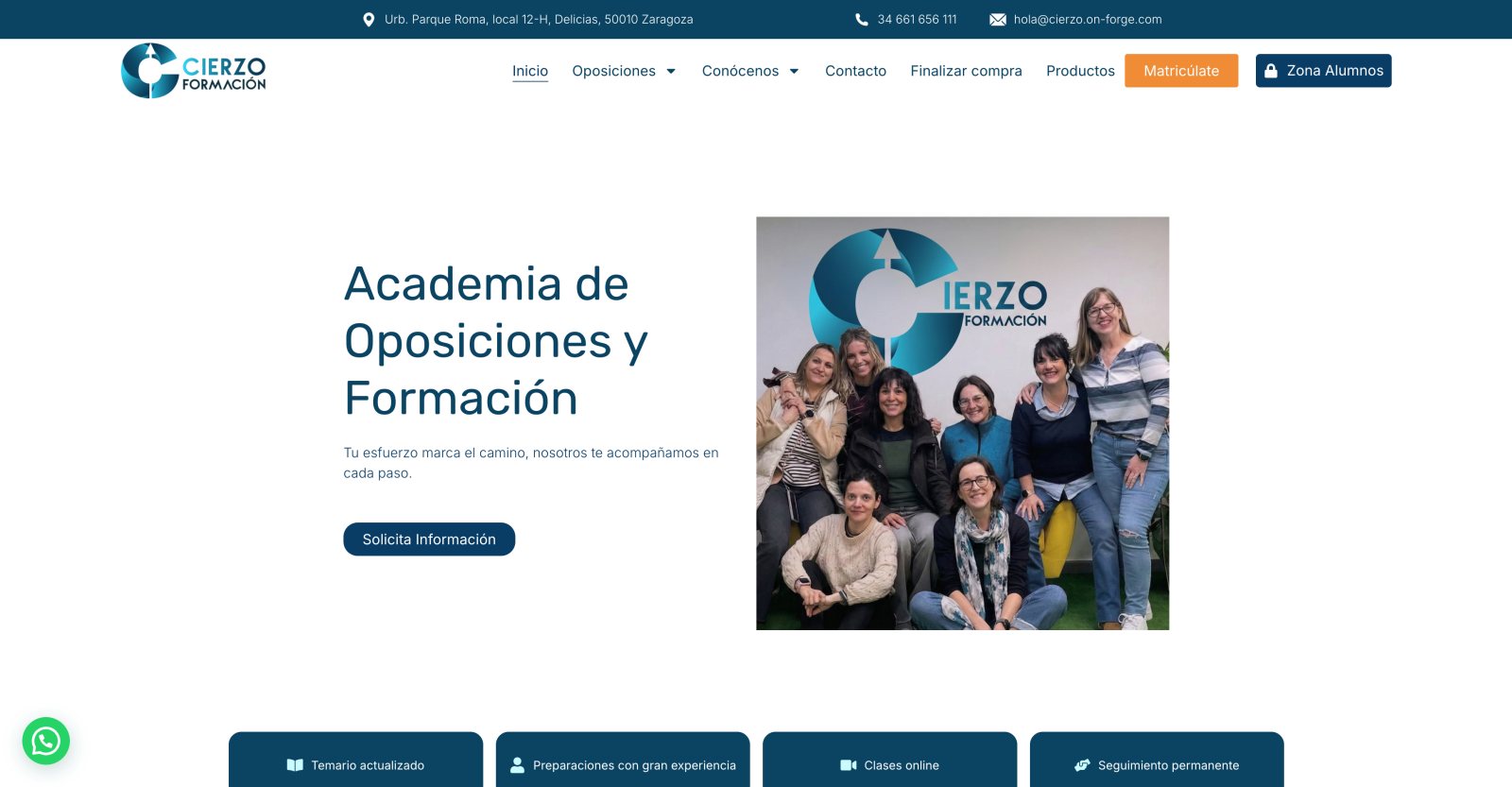 Home de la web anterior de Cierzo Formación
