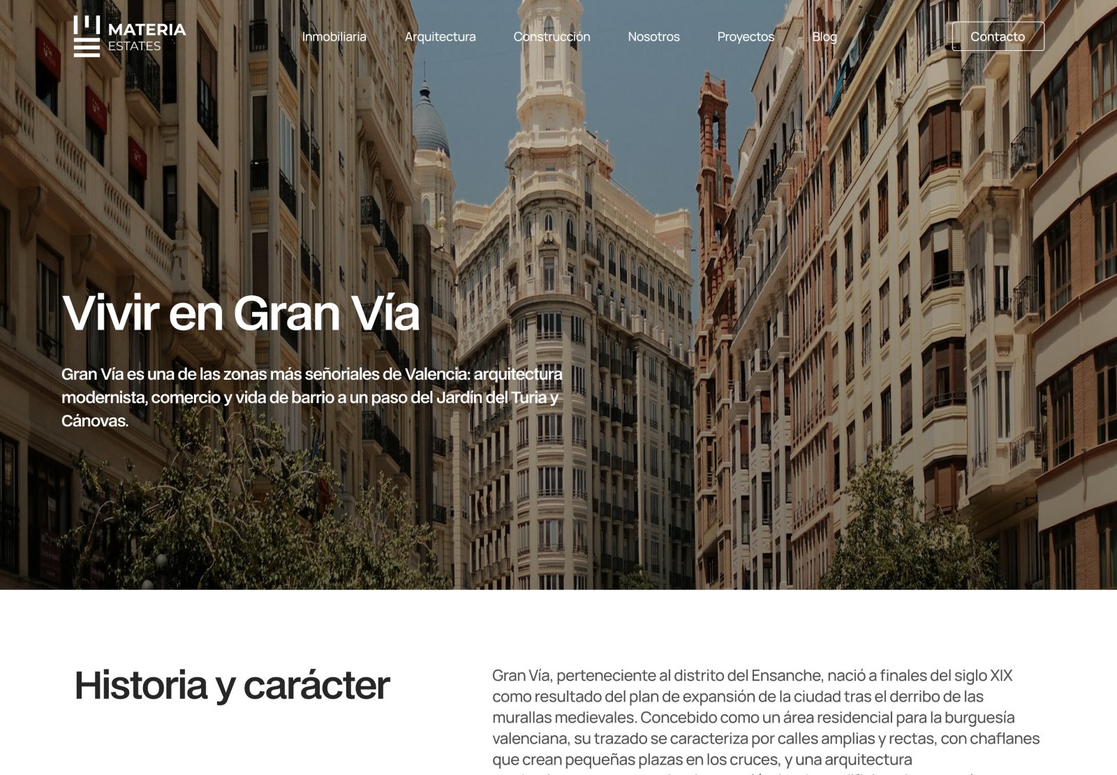 Página de barrio de Materia Estates: Vivir en Gran Vía, Valencia